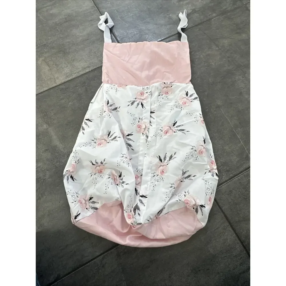 BEEWEED Floral Crib Blanket Comforter, Skirt, Diaper Holder, Bear Rug Pink Rose‎